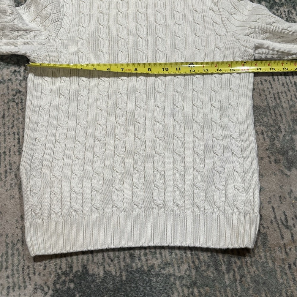 Vintage Ralph Lauren Sport Cable Knit Turtleneck Sweater Cream White Size Small - Picture 5 of 7